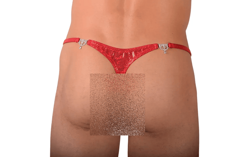 S/M SMU Thong Rhinestones Red 30''32'' Waist SX 1006566