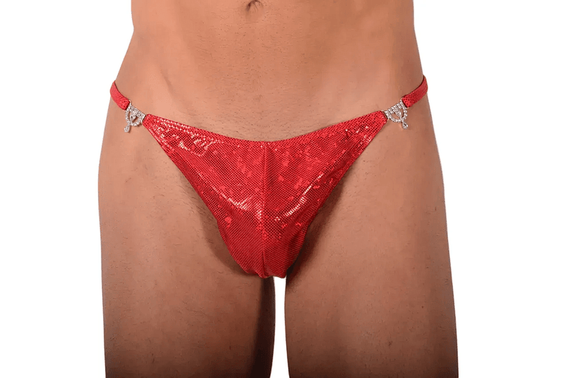 S/M SMU Thong Rhinestones Red 30''32'' Waist SX 1006561