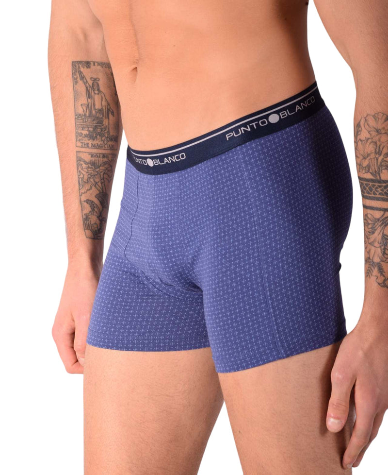 SMALL Mens Punto Blanco Basics Short Boxer Blue Print 53438 Pu32