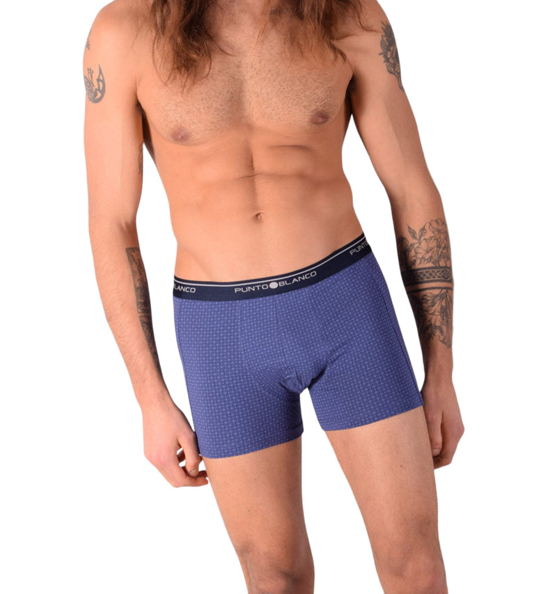 SMALL Mens Punto Blanco Basics Short Boxer Blue Print 53438 Pu32
