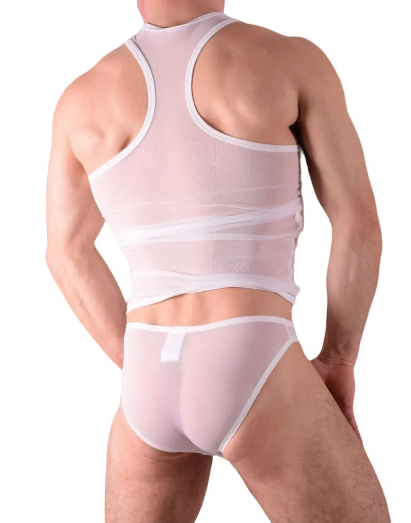 Petit kit de structure privée débardeur + culottes transparentes blanches 3451-71