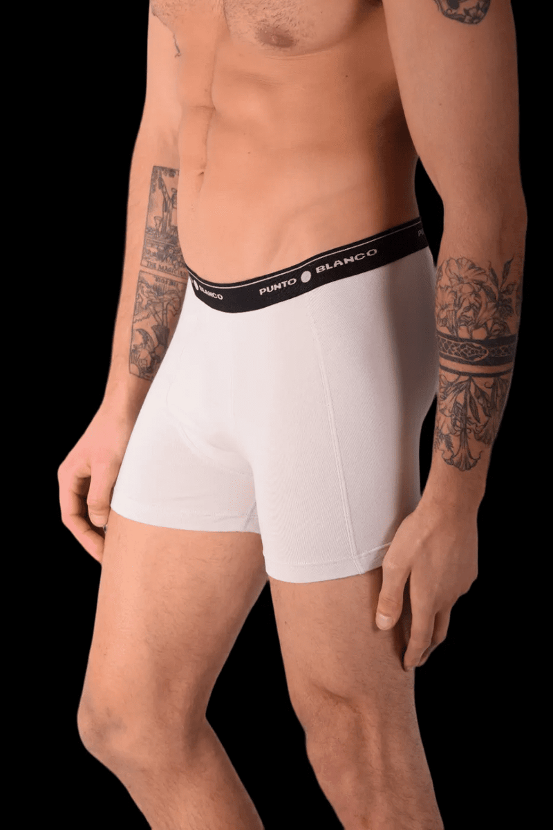 Small PUNTO BLANCO Cotton Stretch Boxer Basix White 53129 TAB 23