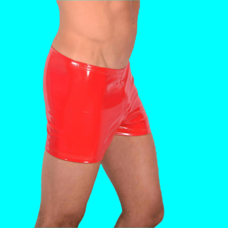Small SMU Boxer Short Walk Around Vinyl Shorts Red 33492 MX131