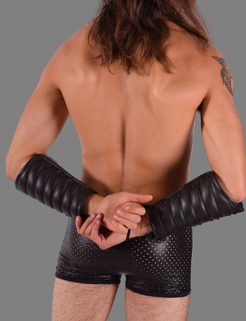 SMU Forearm Pairs Gauntlet Leather Handmade Aviator Laced Guard Wallet Black6