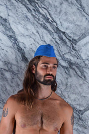 SMU Handmade Quality Leather Skin Garrison Cap Kepi in Aqua 11