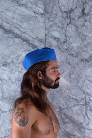 SMU Handmade Quality Leather Skin Garrison Cap Kepi in Aqua 12