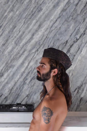 SMU Handmade Quality Leather Skin Garrison Cap Kepi Splash Brown 24