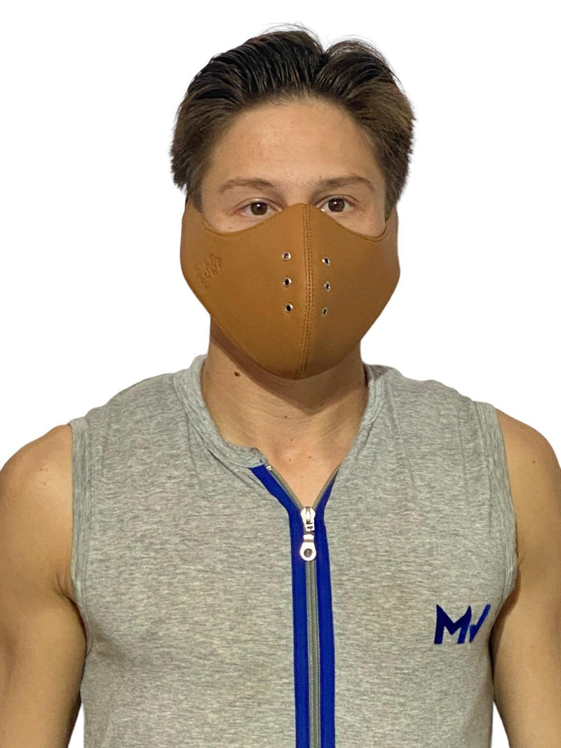 SMU Leather Mask Unisex Top Quality Canadian Leather Tan 1050 22