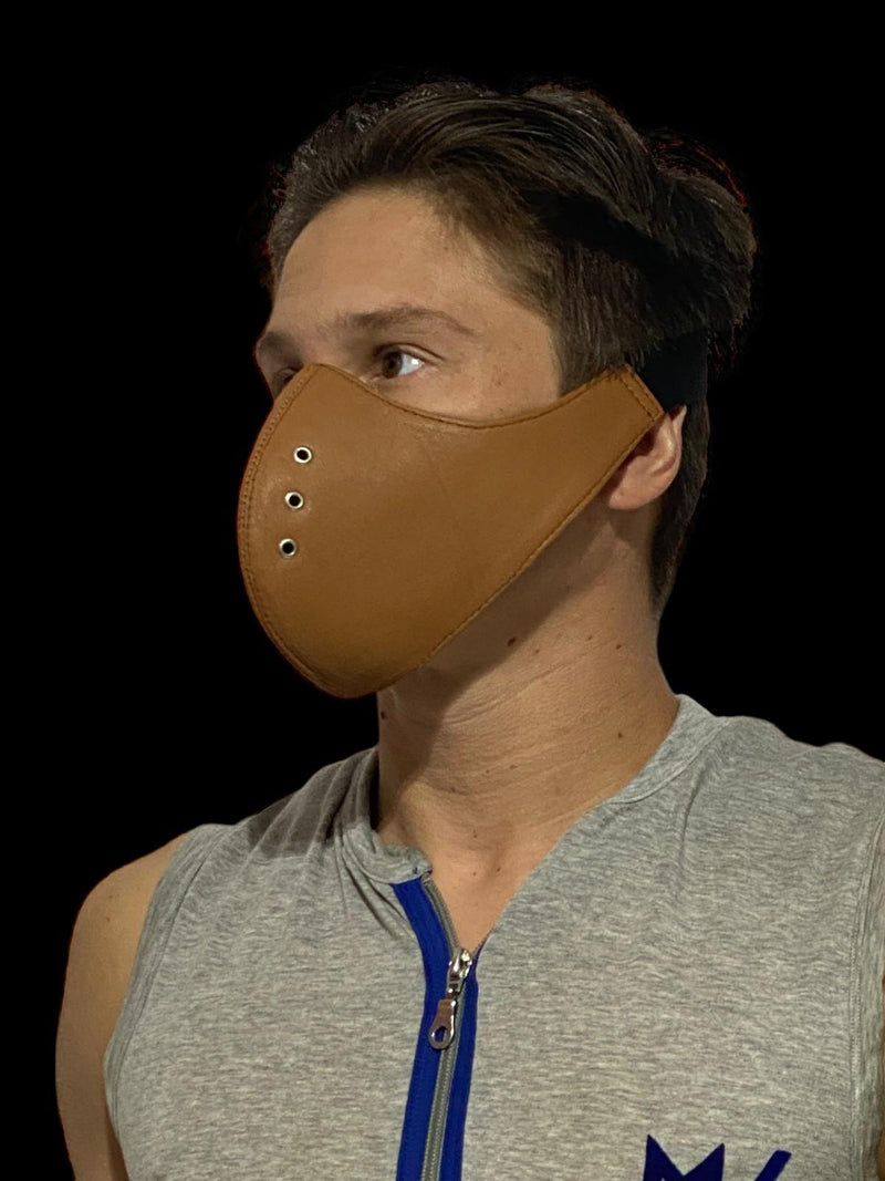 SMU Leather Mask Unisex Top Quality Canadian Leather Tan 1050 25