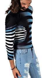 SMU Limited Long Sleeves Shirt 3D Effect Black - Blue 32442 B3