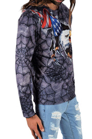 SMU Limited Long Sleeves Shirt American Eagle US Patriot Spider Web Shirts