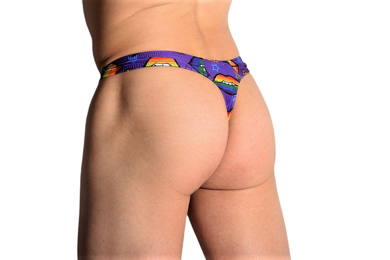 SMU Pride Swim Tanning Thong  Multi color print P01204-H37
