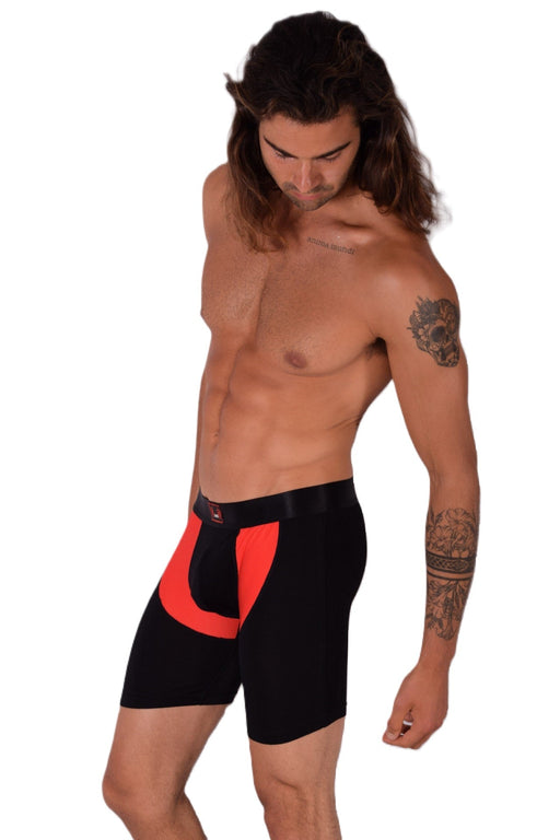SMU Sports Underwear Long Boxer Black & Red 87655 MX122