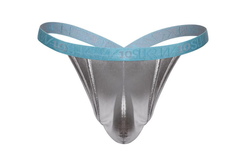 SUKREW Bubble Thongs Stretchy Cupping Pouch Metallic Thong Mirror Glacier1