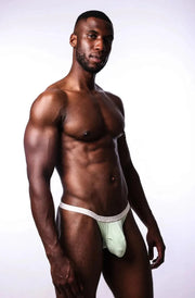 SUKREW Bubble Thongs Stretchy Rounded Cupping Pouch Unlinedt Thong Apple Green