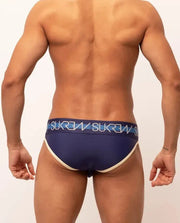 SUKREW Classic Brief With High-Cut Front Unlined Briefs Navy & Cream 19