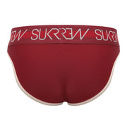 SUKREW Classic Briefs With High-Cut Front Unlined Brief Burgundy & Cream 19
