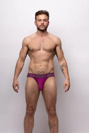 SUKREW Jockstrap Low-rise Font Soft Cotton Stretch Jock in Deep Purple 25
