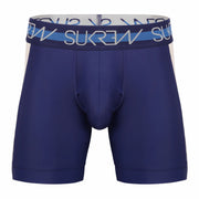 SUKREW Long Boxer SPRINT Cycle Short With Large Contoured Pouch in Navy/Cream