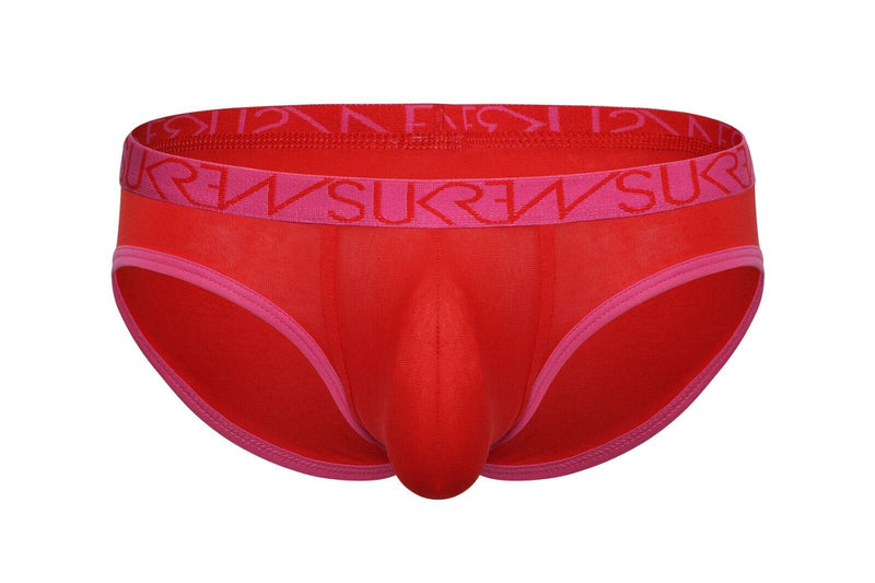 SUKREW Low - Rise Briefs Rounded Cupping Pouch Unlined Cotton Brief in Red 391
