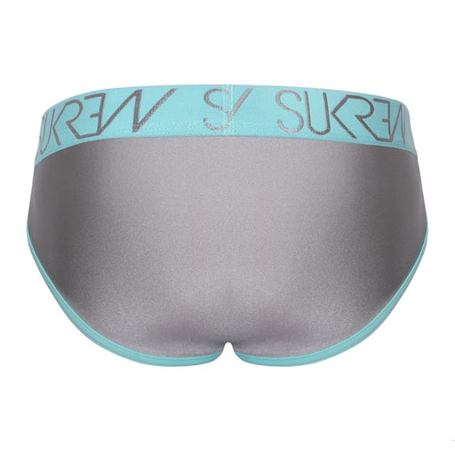 SUKREW Stretch Apex Brief Unlined Rounded Cupping Pouch in Silver Sparkle 112