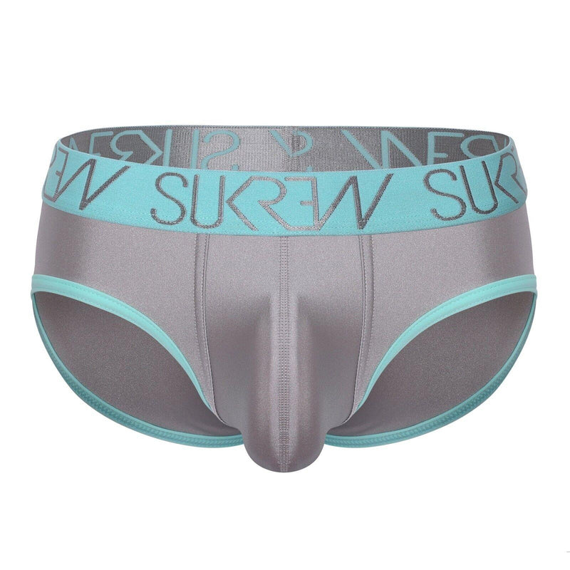 SUKREW Stretch Apex Brief Unlined Rounded Cupping Pouch in Silver Sparkle 111