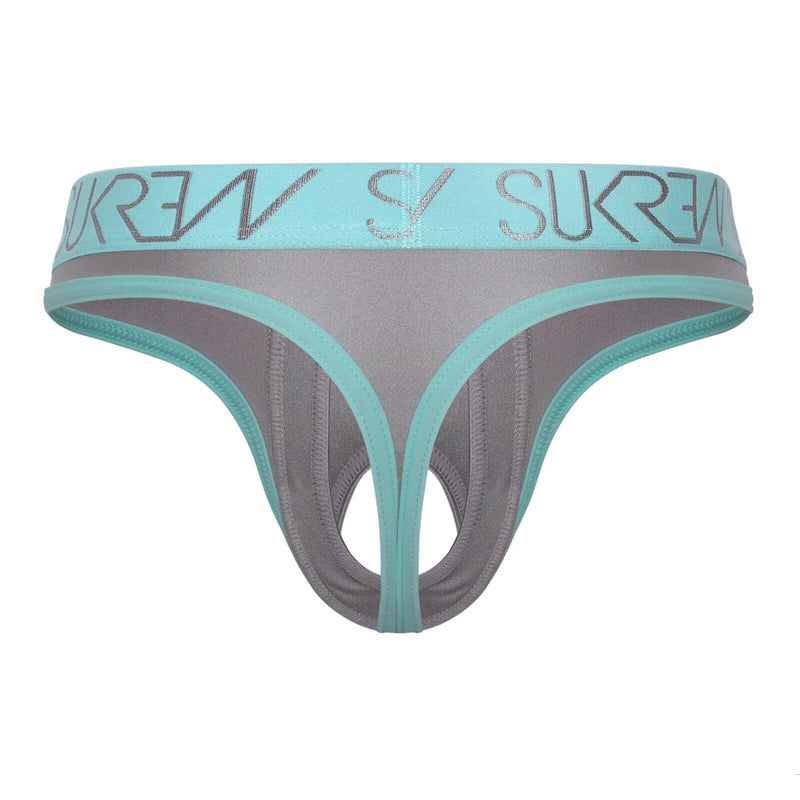 SUKREW U - Style Classic Thong Oval Front Skimpy Back C - Thongs Silver Sparkle 112