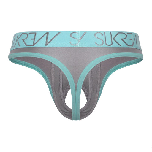 SUKREW U - Style Classic Thong Oval Front Skimpy Back C - Thongs Silver Sparkle 112