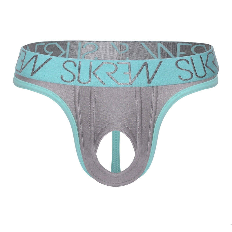 SUKREW U - Style Classic Thong Oval Front Skimpy Back C - Thongs Silver Sparkle 111