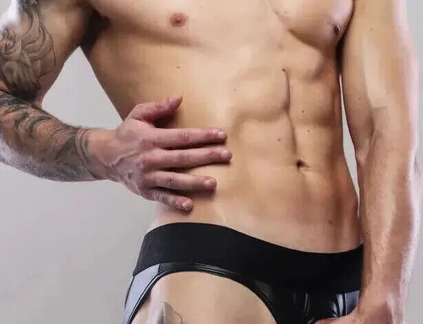 SUKREW U - Style V - Brief Nightlife Open Front and Back Rubber - Look Black 364