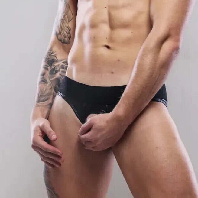 SUKREW U - Style V - Brief Nightlife Open Front and Back Rubber - Look Black 365