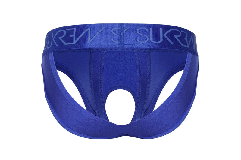 SUKREW U - Style V - Brief Open Front and Two Back Straps in Sapphire Blue 382