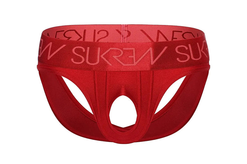 SUKREW U - Style V - Brief Open Front and Two Back Straps Liberty Red 381