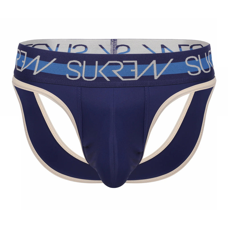 SUKREW V-Thong Hybrid Back Lifting Straps & Fabric Thongs Navy/Cream 18