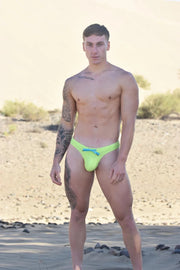 Swimwear SUKREW Torrent Swim Thong Unlined Rounded Contoured Pouch in Lime 414