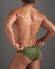 TEAMM8 Flex Briefs 100% PU Leather Low - Rise Brief Python Army Green 13
