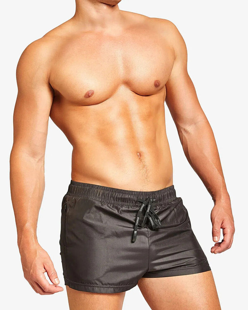 TEAMM8 Swimwear Bass Swim - Short Form Fit Cut With 2 - Hidden Pockets Black1