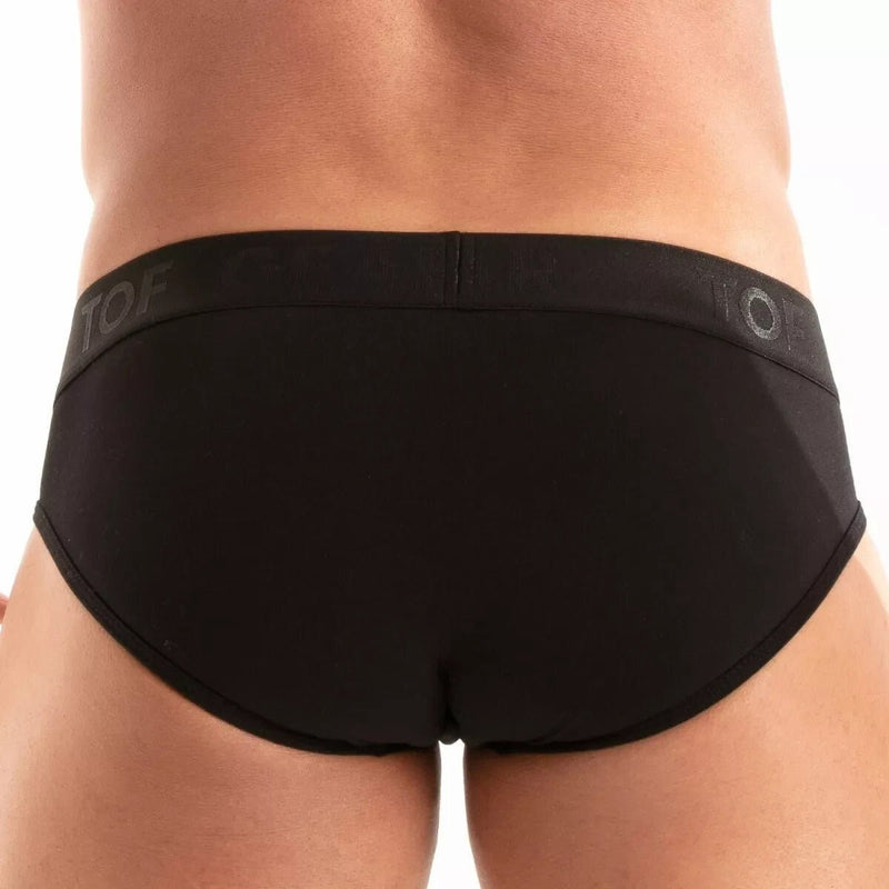 TOF PARIS Access Briefs Unlined Front Pouch Soft Cotton Jacquard Brief Black 973