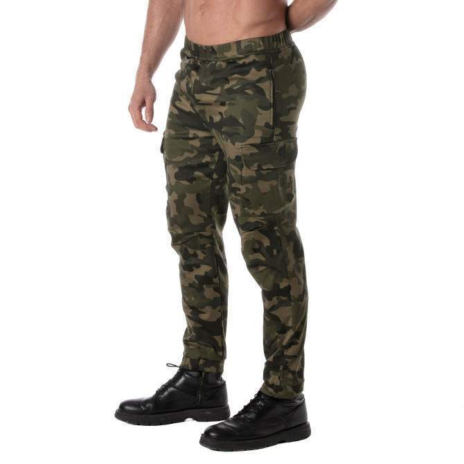 TOF PARIS Army Cargo Pants Stretch Camo Zipped Pockets Slim Fit Pant