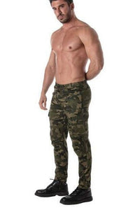 TOF PARIS Army Cargo Pants Stretch Camo Zipped Pockets Slim Fit Pant