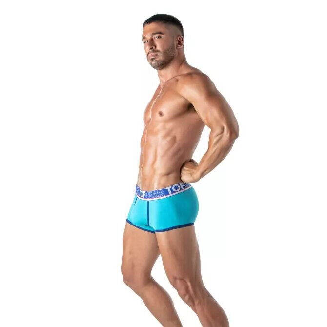TOF PARIS Boxer Champion Trunk Jacquards Bi - Stretch Cotton Unlined Turquoise 294