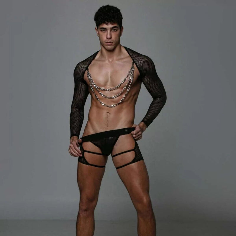 TOF PARIS Circuit Fishnet Bolero Soft Elastic Edge Mesh Black 884