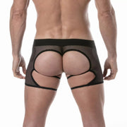 TOF PARIS Circuit Fishnet Chaps Thong Mesh Elastic Edge Black 873