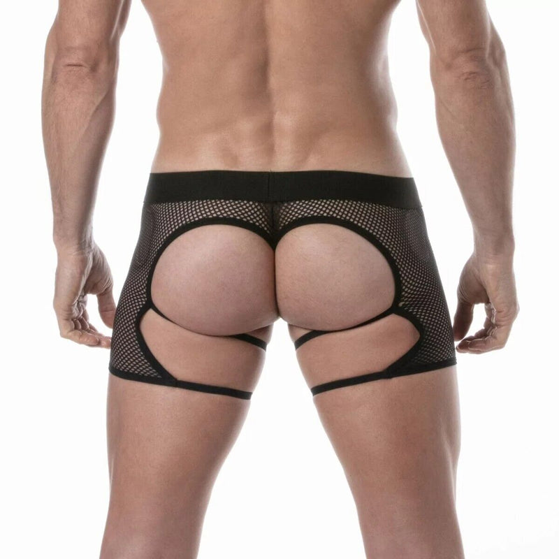 TOF PARIS Circuit Fishnet Chaps Thong Mesh Elastic Edge Black 873