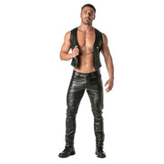 TOF PARIS Detachable Kinky Jacket Chain Vest in Faux Leather Tank Black 455