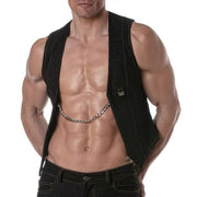 TOF PARIS Detachable Urban Jean Chain Vest in Blue Denim Tank 502