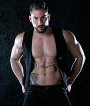 TOF PARIS Detachable Urban Jean Chain Vest in Blue Denim Tank 501