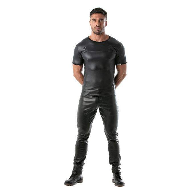 TOF PARIS Fetish T-Shirt Faux Leather Stretch Shirt Black 44