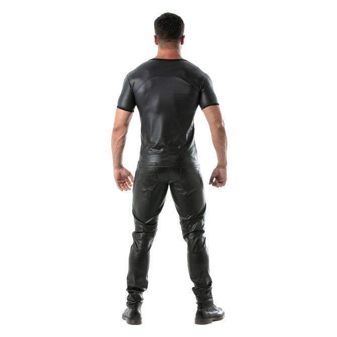 TOF PARIS Fetish T-Shirt Faux Leather Stretch Shirt Black 445