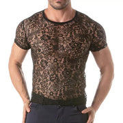 TOF PARIS Floral Lace T-Shirt Round Neck Semi - Sheer Black 141
